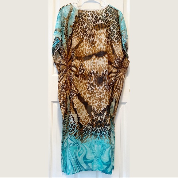 Other - Animal Print Aquamarine Kaftan Coverup Swim OSFM
